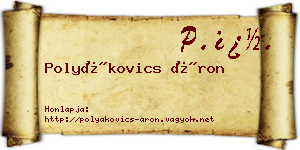 Polyákovics Áron névjegykártya